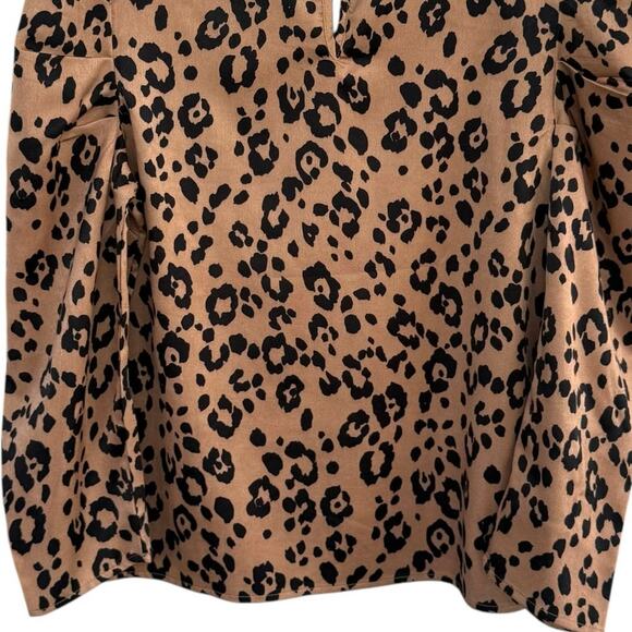 Lucca Leopard Print Satin Blouse Long Sleeve Top Women Sz Small Brown Black NWOT - Picture 6 of 10